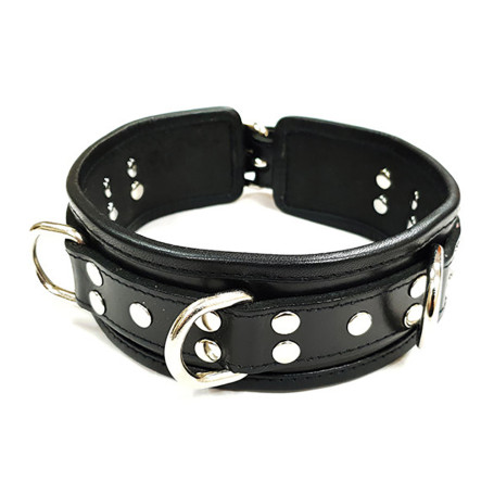 Leather Collar With 5 D-Rings