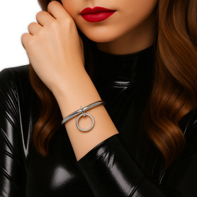 Feminint Ovalt Bondage Armbånd (Poleret Stål)