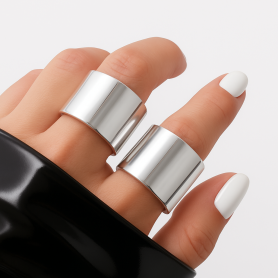 18 mm Sølvfarvet Glat Tunnel Ring